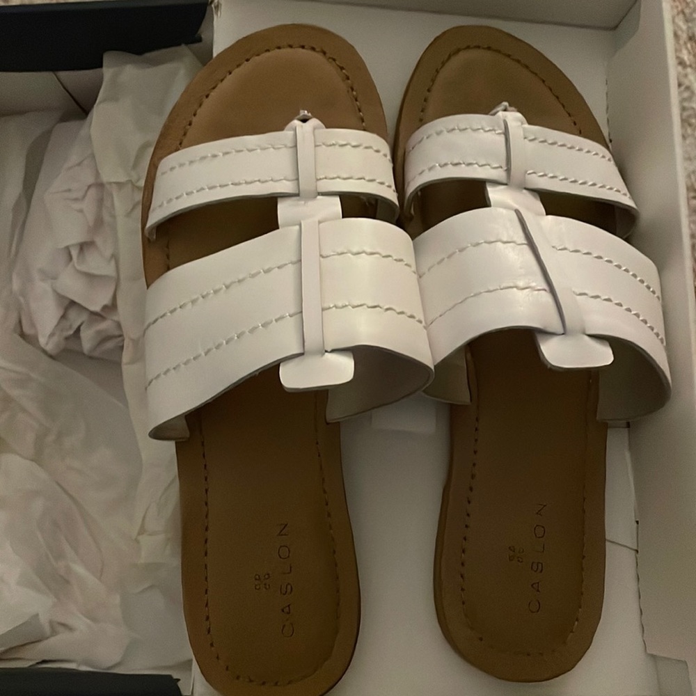 Real White leather sandals